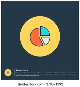 pie chart graph icon, vector illustration. Flat color design style