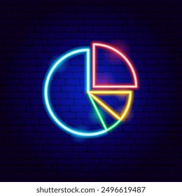 Gráfico de pastel Signo de neón. Ilustración vectorial de Analytics Data Symbol.