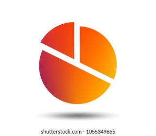 Pie chart graph sign icon. Diagram button. Blurred gradient design element. Vivid graphic flat icon. Vector