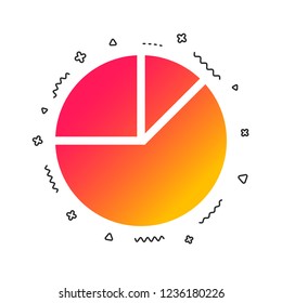 Pie chart graph sign icon. Diagram button. Colorful geometric shapes. Gradient pie chart icon design.  Vector