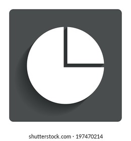 Pie chart graph sign icon. Diagram button. Gray flat button with shadow. Modern UI website navigation. Vector