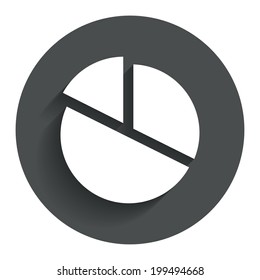 Pie chart graph sign icon. Diagram button. Circle flat button with shadow. Modern UI website navigation. Vector