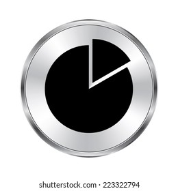 Pie chart graph sign icon - vector brushed metal button