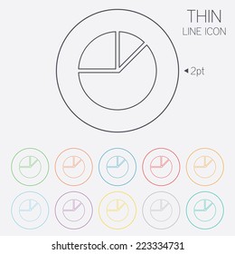 Pie chart graph sign icon. Diagram button. Thin line circle web icons with outline. Vector