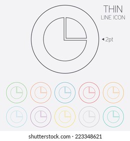 Pie chart graph sign icon. Diagram button. Thin line circle web icons with outline. Vector