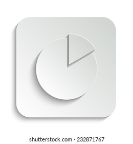 Pie chart graph sign icon. Diagram - vector icon with shadow on a grey button