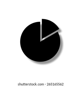 Pie chart graph sign icon. Diagram  - vector icon with shadow