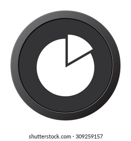 Pie chart graph sign icon. Diagram - vector icon on a grey button