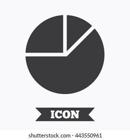 Pie chart graph sign icon. Diagram button. Graphic design element. Flat pie chart symbol on white background. Vector
