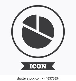 Pie chart graph sign icon. Diagram button. Graphic design element. Flat symbol in circle button. Vector