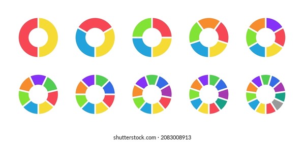 Pie Chart. Graphic Icon Of Wheel For Cycle Process. Piece Of Pie Chart For Progress, Statistics And Analysis. Circle Graph With Section From 1 To 11. 6, 5, 3 Infographic Part In Round Diagram. Vector.