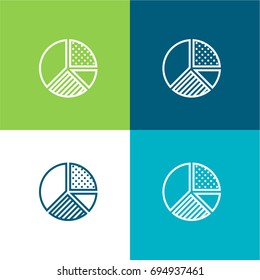 Pie chart green and blue material color minimal icon or logo design