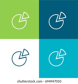 Pie chart green and blue material color minimal icon or logo design
