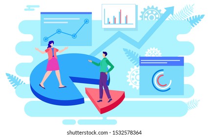 Pie Chart Growth Discussion Flat Vector Stock Vector (Royalty Free ...