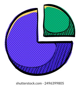 Kreisdiagramm Halbtonsymbol handgezeichnete Farbe, Vektorgrafik