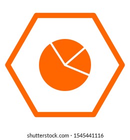 Pie chart and hexagon on white