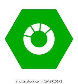 Pie chart and hexagon on white