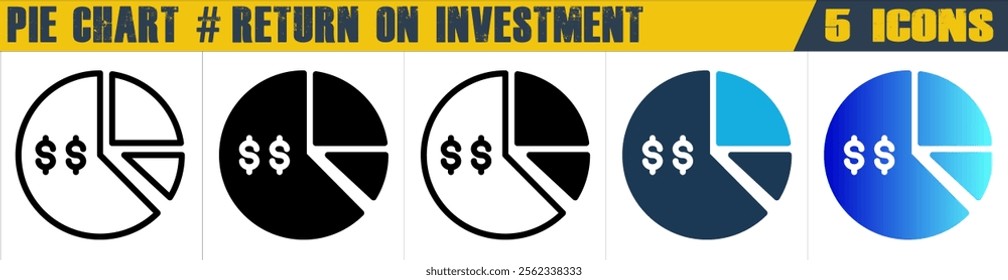 Pie Chart icon with 5 styles (outline, solid, mixed, duotone and solid gradient)