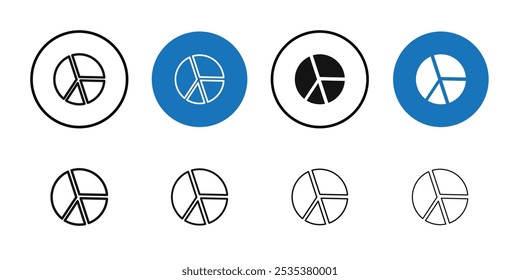 Icono de gráfico circular Conjunto de logotipo de Vector de arte de línea negra