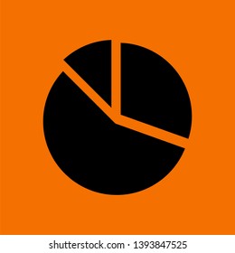 Kuchendiagramm-Symbol. Schwarz auf orangefarbenem Hintergrund. Vektorgrafik.
