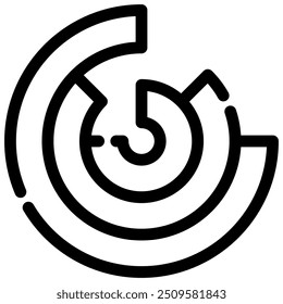 pie chart icon with black outline style