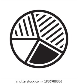 Pie chart icon, black. Vector and glyph