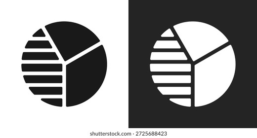 Icono de gráfico circular en estilo de glifo blanco y negro
