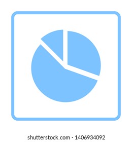 Pie Chart Icon. Blue Frame Design. Vector Illustration.