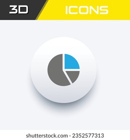 Pie Chart icon in blue grey background, 3D info graphics icon, editable source file
