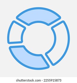 Pie chart icon in blue style, use for website mobile app presentation