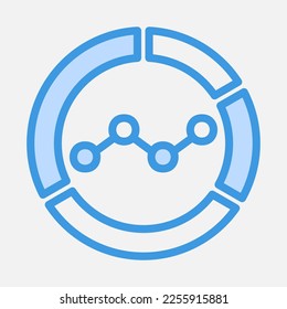 Icono de gráfico circular en azul, uso para presentación de aplicación móvil del sitio web