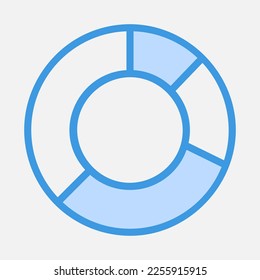Icono de gráfico circular en azul, uso para presentación de aplicación móvil del sitio web