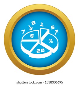 Pie chart icon blue vector isolated on white background for any design