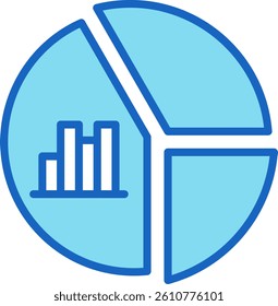 Pie Chart Icon Blue Vector Illustration