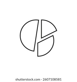 Pie chart icon. Business analytics symbol. Data visualization graphic. Black statistical element.