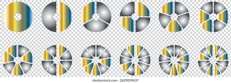  pie chart icon. Circle diagram, infographic render element for budget analysis, allocation of resources or market share. Business presentation data eps 10