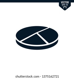 Pie chart icon collection in glyph style, solid color vector
