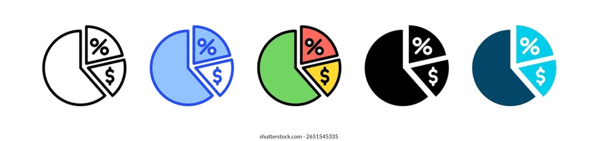 Pie Chart Icon Collection With Multiple Styles