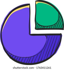 Pie Diagramm Symbol in Farbzeichnung. Informationsstelle für die Finanznummer