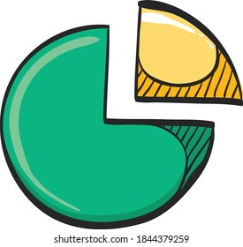 Icono de gráfico circular en el plano de color. Información de datos de dinero del informe financiero