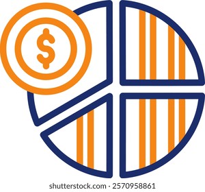 Pie Chart Icon color line Vector Illustration