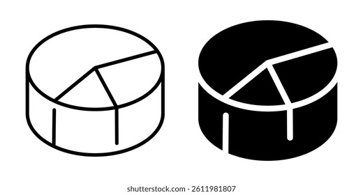 Pie chart icon for data analysis. Silhouette and line style.