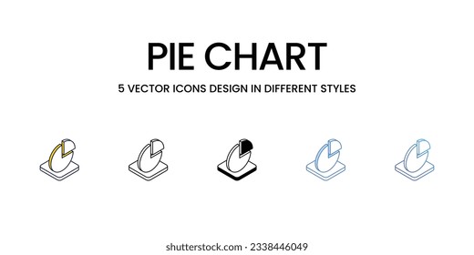 Pie Chart Icon Design in Five style with Editable Stroke. Line, Solid, Flat Line, Duo Tone Color, and Color Gradient Line. Suitable for Web Page, Mobile App, UI, UX and GUI design.
