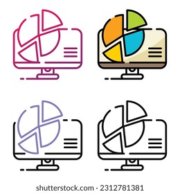 Pie chart icon design in four variation color