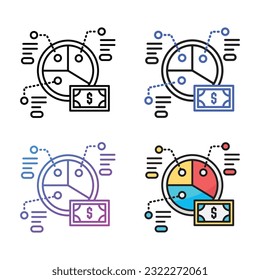 Pie chart icon design in four variation color