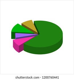 Pie Chart Icon Design Set Vector Art Illustration