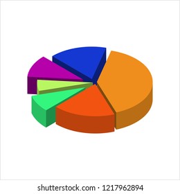 Pie Chart Icon Design Set Vector Art Illustration