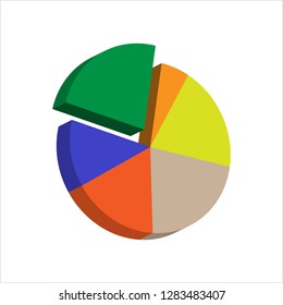 Pie Chart Icon Design Set Vector Art Illustration