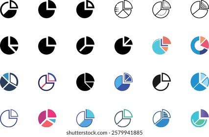 Pie Chart icon design set