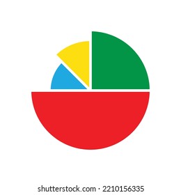 Pie Chart Icon Design. Statistical Pie Chart, Piechart Icon For Apps And Websites. Isolated On White Background. Vector Illustration